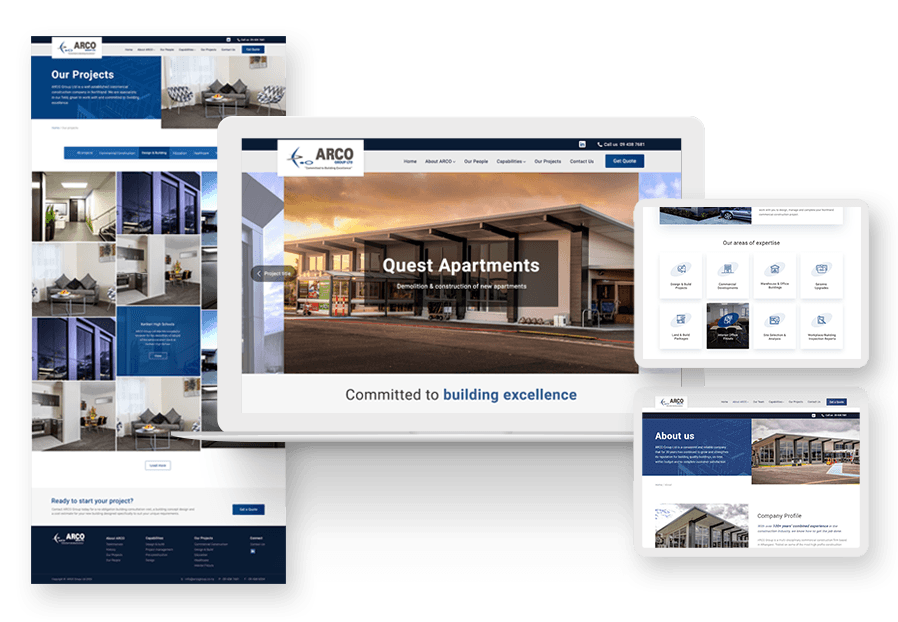 Quakilmano created the website for construction company ARCO to present their services